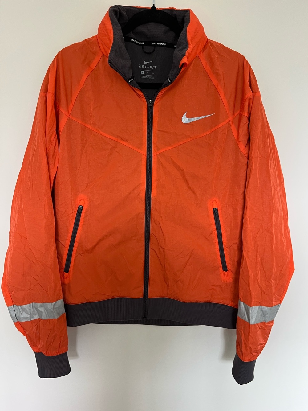 Nike Orange Windbreaker Jacket with Reflective Swoosh